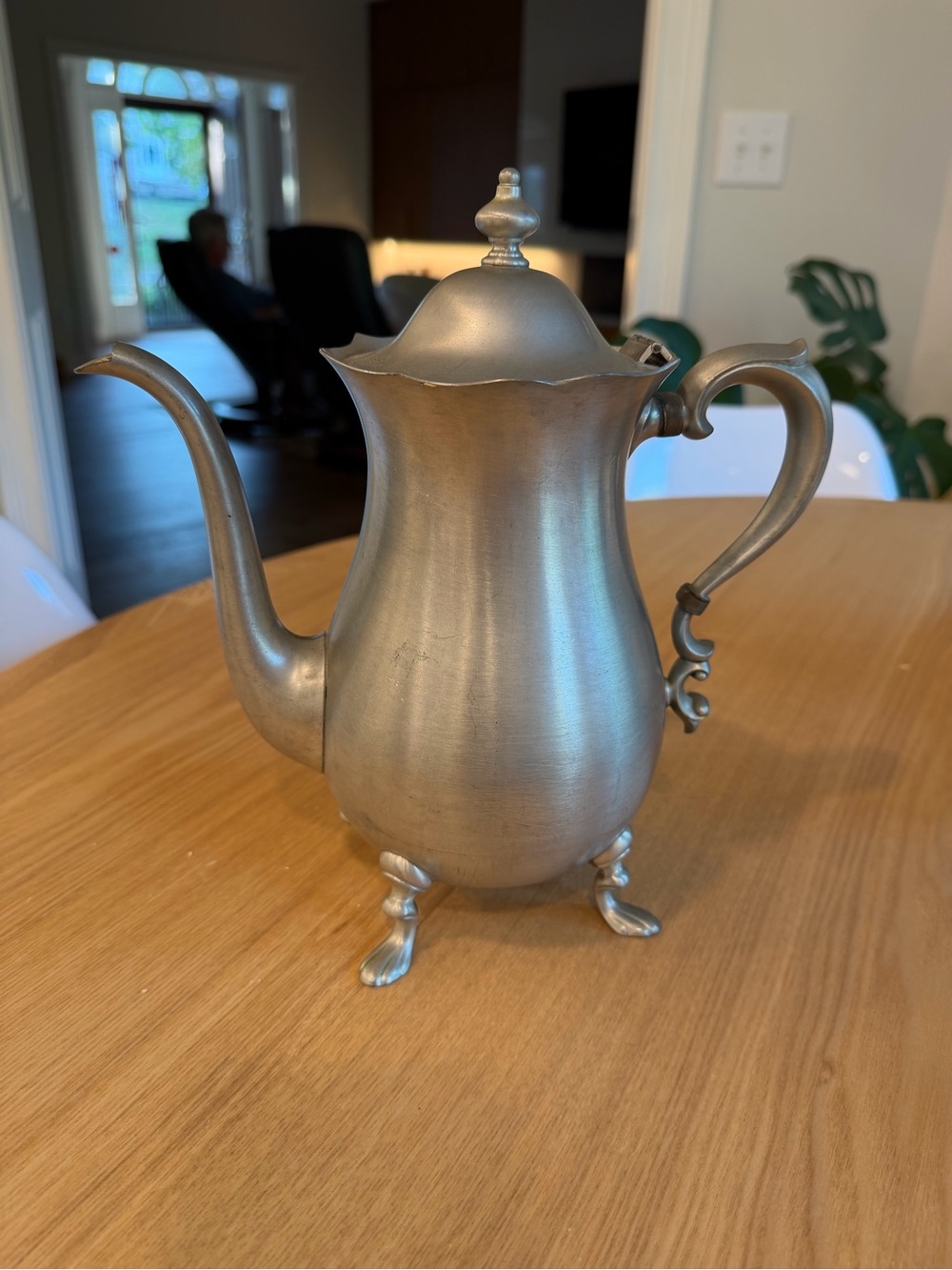 Vintage Pewter by Poole No. 2225 Footed Coffee Pot 10” Colonial Revival